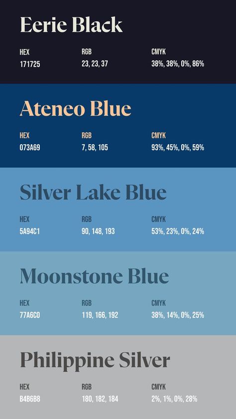 Colors: 171725 ° 073A69 ° 5A94C1 ° 77A6C0 ° B4B6B8 Blue Swatches Colour Palettes, Cobalt Blue Palette, Color Schemes Colour Palettes Blue, Color Combos With Blue, Color Palettes With Blue, Blue Black Color Palette, Blue Pallet Color, Deep Blue Color Palette, Blue Colour Pallet