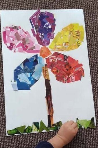 Brighten up your day, and home, with a beautiful spring flower art collage that is super simple to make. No special materials needed! Flower Art Collage, Kunst Collages, Spring Flower Art, Spring Art Projects, Spring Preschool, Spring Crafts For Kids, Kindergarten Art, Eric Carle, Spring Art