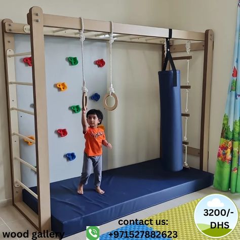 #Kids monkey bar| rope ladder #climbing wall |mattress #Free delivery #best price At Home Rock Climbing Wall, Indoor Climbing Structures For Kids, Diy Monkey Bars, Waterside House, House Playroom, Indoor Monkey Bars, Indoor Playset, Climbing Wall Kids, Indoor Playroom