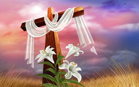 Religious Wallpaper, Happy Easter Pictures, Ascension Day, Happy Easter Sunday, Cross Wallpaper, Easter Backgrounds, Easter Quotes, Easter Wallpaper, Easter Lily