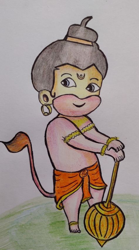 bala hanuman Hanuman Drawing Easy, Hanuman Drawing, Messi Drawing, Beautiful Pencil Sketches, Easy Cartoon, Easy Draw, Boy Dress, Easy Doodle, Easy Cartoon Drawings