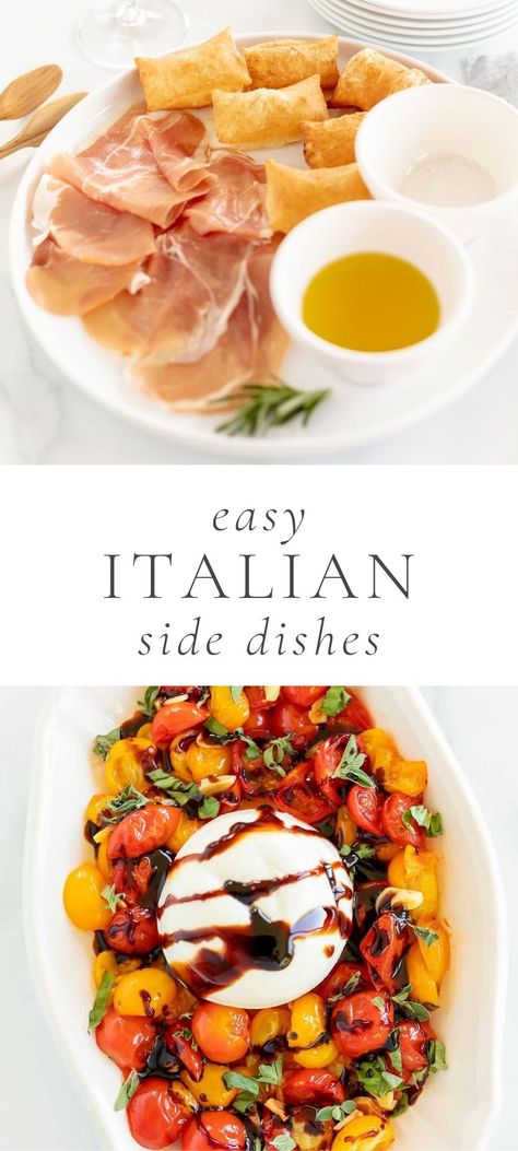 These easy and delicious Italian side dishes are perfect with a wide variety of meals, and of course they complement pasta beautifully! No matter what you’re serving, these Italian sides are bursting with savory flavor. Italian Sides, Italian Thanksgiving, Easy Italian Dinner, Italian Side Dishes, Italian Main Dishes, Italian Lunch, Italian Dinner Party, Italian Party, Italian Menu