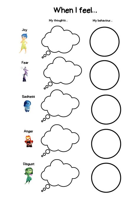 Inside out emotions worksheet  Digital download only Child Therapy Activities, Emotional Regulation Activities, Inside Out Emotions, Cbt Worksheets, Counseling Worksheets, Cbt Therapy, Guidance Counseling, Feelings Activities, Inside Out Characters