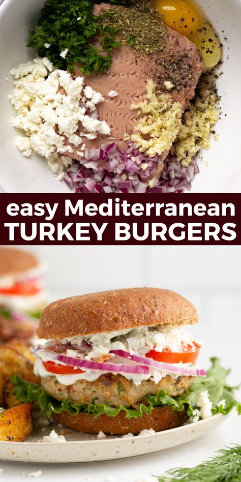 Gallbladder Meals, Greek Salsa, Turkey Burger Recipes Healthy, Greek Burgers, Greek Burger, Greek Turkey, Greek Turkey Burgers, Mediterranean Diet Recipes Dinners, Mediterranean Flavors