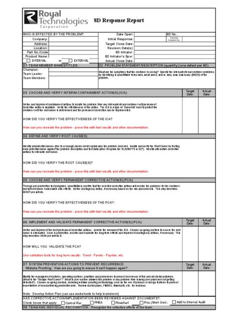 Comprehensive 8D Report Template For Root Cause Analysis And Corrective Action Defining the 8D Report Template An 8D report is a structured problem-solving tool used to identify and resolve root causes of quality issues. It provi... Ishikawa Diagram, Root Cause Analysis, 5 Whys, Report Format, Problem Statement, Header Design, Meeting Notes, Microsoft Word Templates, Notes Template