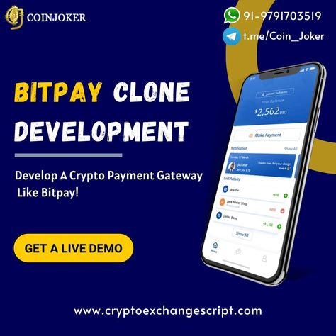 Bitpay Clone Script is a ready-made script that recreates the core features and functionalities of the popular crypto payment gateway platform similar to Bitpay. Get A Live Demo >> https://tinyurl.com/3n9uve78 Instant Reach : Whatsapp : 919791703519 Telegram : t.me/Coin_Joker Skype : live:support_60864 Email - coinjoker@cryptoexchangescript.com #Bitpayclonescript #Bitpayclonedevelopment #Bitpayclonedevelopment #whitelabelbitpayclonedevelopment #blockchainwallet #coinjoker Blockchain Wallet, Payment Gateway, Accounting Information, Business Requirements, Admin Panel, Increase Productivity, White Label, Blockchain Technology, Augmented Reality