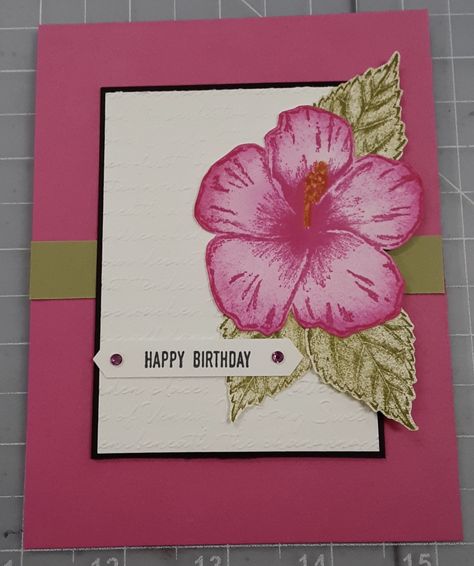 Hibiscus Card Ideas, Tropical Birthday Card Handmade, Hawaiian Birthday Card, Beachy Birthday Cards, Birthday Card Inspo, Birthday Core, Bday Stuff, Flower Birthday Cards, Hawaiian Birthday