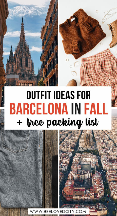 Planning your Barcelona packing list? Fall calls for chic layers, comfy shoes, and light jackets! From casual daytime looks to Halloween in Spain events, these Spain outfit ideas will have you covered. Don’t miss out on packing versatile pieces for Europe cruises and stylish Barcelona outfits for every occasion. Discover the perfect blend of comfort and style in your Spain travel outfits! #BarcelonaOutfits #SpainTravelStyle #WhatToWearInBarcelona Spain Walking Outfit, November Barcelona Outfits, Spain Packing List Fall, Spain Outfit Ideas November, Barcelona Spain Fall Outfit, Fall In Spain Outfits, What To Wear In Barcelona In November, Spain September Outfits, Spain In October Outfits