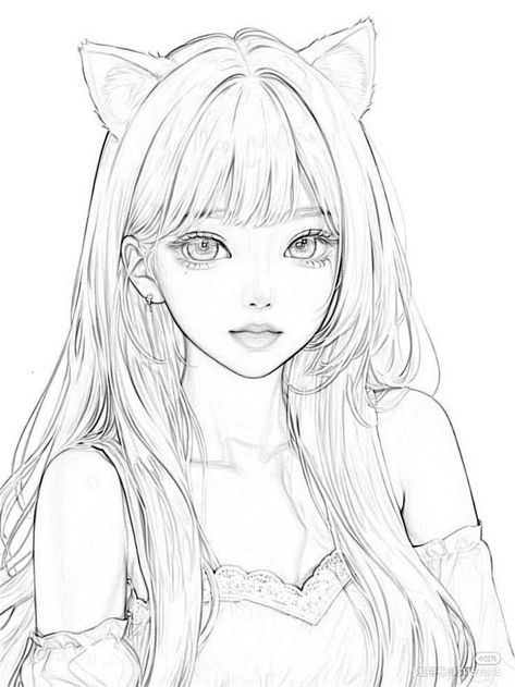 Ai art, art, character, karakter, anime, girl, icon, lineart, line art, coloring base Anime Face Drawing, Manga Coloring Book, Anime Lineart, Color Drawing Art, Animation Art Sketches, Digital Art Anime, Coloring Book Art, Cute Coloring Pages, Book Art Drawings