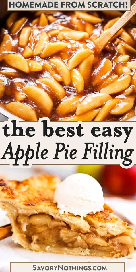 Homemade Apple Pie Filling is full of warm spices with just the right amount of sweetness. It’s quick and easy to make with just a few ingredients! | #piefilling #pierecipes #apples Essen, Best Apple Pie Filling, Easy Apple Pie Filling, Apple Pie Filling Recipe, The Best Apple Pie, Apple Pie Recipe Homemade, Apple Pie Filling Recipes, Apple Pie Recipe Easy, Homemade Apple Pie Filling