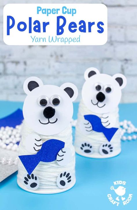 Icicle Crafts, Arctic Animals Crafts, Winter Animal Crafts, Paper Cup Crafts, Polar Bear Craft, Urs Polar, Fun Winter Crafts, January Crafts, Kids Craft Room