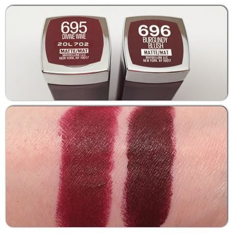 Color Sensational Creamy Mattes Lipstick - Lip Makeup - Maybelline Maybelline Creamy Matte Lipstick, Vampy Lips, Burgundy Lipstick, Maybelline Lipstick, Lipstick Kit, Lip Gloss Colors, Matte Lipsticks, Best Lipsticks, Lipstick Swatches