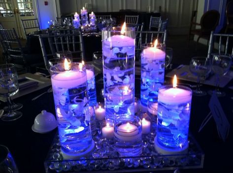 Galaxy Themed Centerpiece #1 Sweet 16 Night Club Theme, Quiencera Themes, Bat Mitzvah Centerpieces, Mitzvah Centerpieces, Bat Mitzvah Themes, Mitzvah Themes, Mitzvah Decor, Galaxy Wedding, Starry Night Wedding