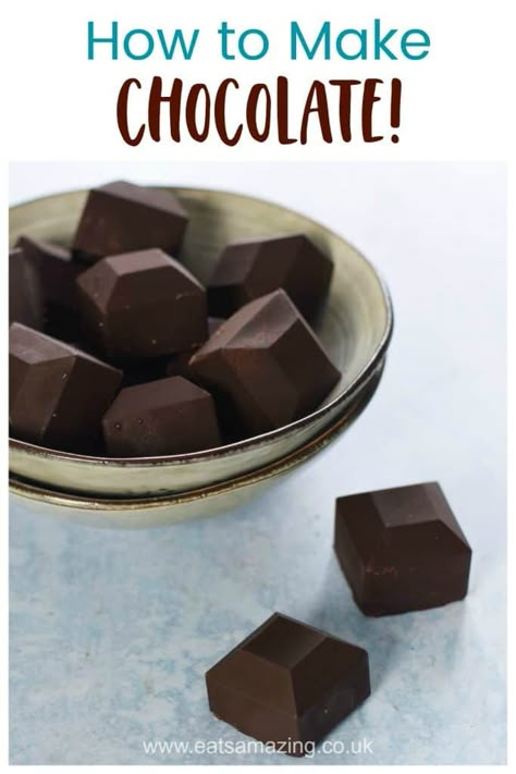 Coco Powder Recipes, Easy Recipe For Kids, Homemade Milk Chocolate, Cocoa Powder Chocolate, Chocolate Cube, Cocoa Powder Recipes, Coconut Oil Chocolate, Make Your Own Chocolate, Chocolate Recipes Homemade