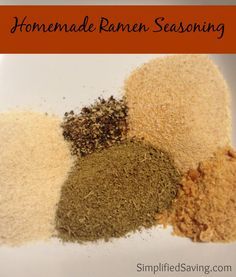 Homemade Ramen Seasoning. I made this recipe for the first time on 1/14/17 but I tweaked it. I didn't have poultry seasoning so I left it out and I used powdered vegetable bouillon instead of chicken. Homemade Ramen Seasoning, Ramen Seasoning Recipe, Ramen Seasoning, Homemade Dry Mixes, Homemade Spice Mix, Homemade Ramen, Spice Mix Recipes, Diy Spices, Seasoning Recipe