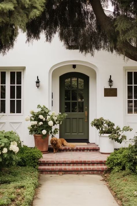 White House Coloured Door, Benjamin Moore Exterior Door Colors, Statement Front Door, Front Door Color Ideas, Front Door Transformation, Door Color Ideas, Door Transformation, Exterior Updates, Front Door Color