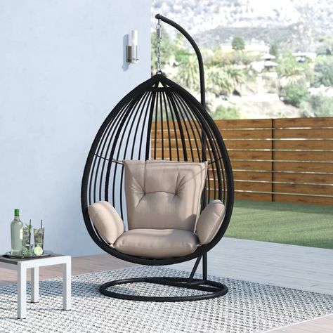 Orren Ellis Audra Swing Chair with Stand & Reviews | Wayfair Indoor Hanging Chair, Hanging Chairs, Swing Chair Outdoor, Hanging Egg Chair, Ikea Chair, Eames Chairs, Swing Chair, Hammock Chair, Diy Chair