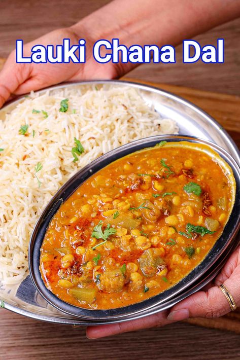 Lauki Chana Dal Recipe | Healthy Dudhi Chana Dal In Pressure Cooker Ghiya Chana Dal Recipe, Doodhi Recipe, Khana Picture, Vegetable Curries, Dhal Curry, Chana Recipe, Hebbar's Kitchen, Jeera Rice, Chana Dal