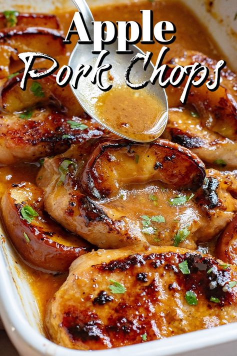 Apricot Pork Chops, Apple Pork Chop Recipes, Cider Pork Chops, Pork Loin Chops Recipes, Apricot Pork, Apple Cider Pork Chops, Apple Cider Pork, Boneless Pork Chop Recipes, Pork Crockpot Recipes