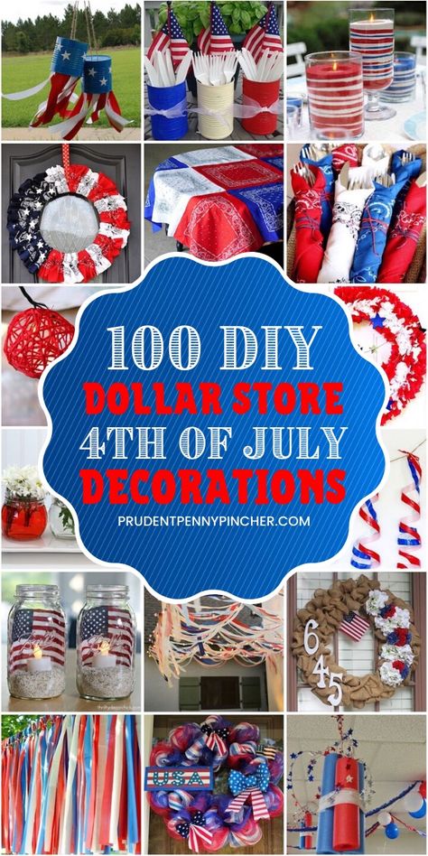 Celebrate the USA on a budget with these dollar store DIY 4th of July decorations. From 4th of July wreaths to centerpieces, there are plenty of red, white and blue 4th of July decor ideas that will add a patriotic touch to your 4th of July party. Diy 4th Of July Decorations, 4th Of July Wreaths, 4 Th Of July Decorations, Patriotic Diy, Fourth Of July Decorations, 4th July Crafts, 4th Of July Decor, Fourth Of July Food, Fourth Of July Decor