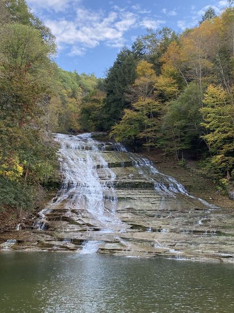 This blog post is about Buttermilk Falls which is located in the Finger Lake Region of Ithaca New York, so make sure that you check it out! #Ithaca #NewYork #Waterfall #Nature #Environment #Hiking #Adventure #Travel The Finger Lakes, Ithaca Ny, Ithaca New York, Watkins Glen New York, Ithaca Falls, Ithaca College, Buttermilk Falls, Finger Lakes Ny, New York Landmarks