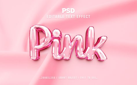 Pink Chrome'' 3D Editable PSD Text Effect Style by Md Jahidul99 Metal Typography Design, Metal Typography, Pink Chrome, Logo Pink, 3d Typography, 3d Text Effect, 3d Text, Text Effect, Pink Logo