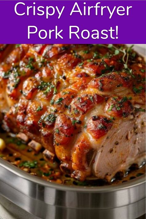 Easy Air Fryer Pork Roast Recipe: Juicy & Crispy Perfection! Air Fryer Pork Roast Recipes, Air Fryer Pork Roast Boneless, Air Fryer Rotisserie Pork Loin, Airfryer Pork Roast, Pork Sirloin Roast Air Fryer, Roast Air Fryer, Air Fryer Pork Roast, Bone In Pork Roast, Porchetta Roast