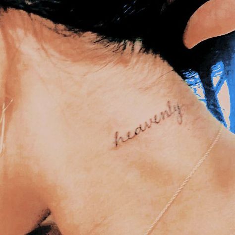 Heavenly Angel Tattoo, Charlie’s Angels Tattoo, Heavenly Tattoo Word, Angelic Tattoos For Women, Angel Tattoo Aesthetic, Heavenly Tattoo For Women, Angel Tattoo Word, Heavenly Tattoos, Angel Word Tattoo