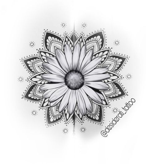 Mandala Tattoo Sunflower, Mandela Tattoo With Flowers, Daisy Mandala Tattoo Design, Mens Sleeve Tattoo Ideas Top 10, Daisy Mandala Tattoo, Sunflower Elbow Tattoo, Mandela Tattoo Sleeve, Flowers And Mandala Tattoo, Mandala Elbow Tattoo Women