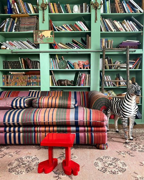 Katie Saro | I knew this silk couch was good quality from the blurry online listing photo, because of one big clue: the expert upholstery work. All the… | Instagram Katie Saro, Vintage Couches, Plaid Couch, Striped Couch, Couch Vintage, Striped Sofa, Feeling High, Vintage Couch, Take Up Space