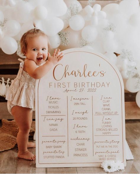 Baby First Birthday Themes, First Birthday Decor, First Birthday Sign, Birthday Boho, Birth Stats Sign, Baby Birthday Decorations, One Year Birthday, 1st Birthday Party Themes, 1st Birthday Themes