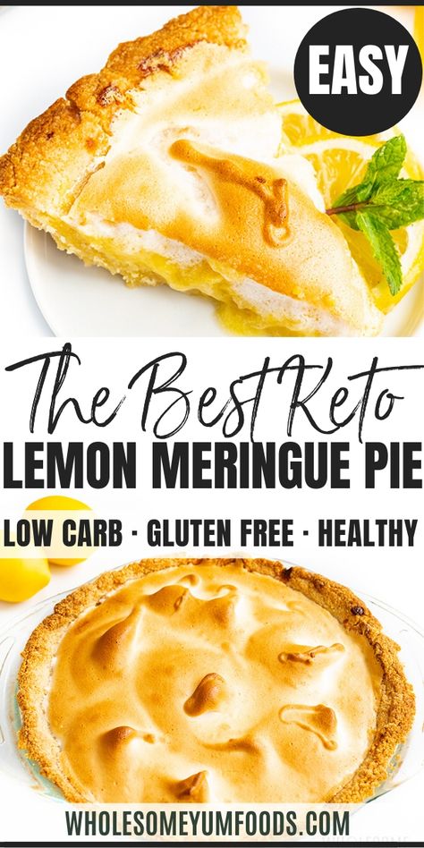 Keto Lemon Meringue, Keto Meringue, Lemon Meringue Pie Recipe, Dessert To Make, Dessert Pie, Meringue Pie Recipes, High Protein Low Carb Recipes, Boiled Egg Diet Plan, Lemon Dessert Recipes