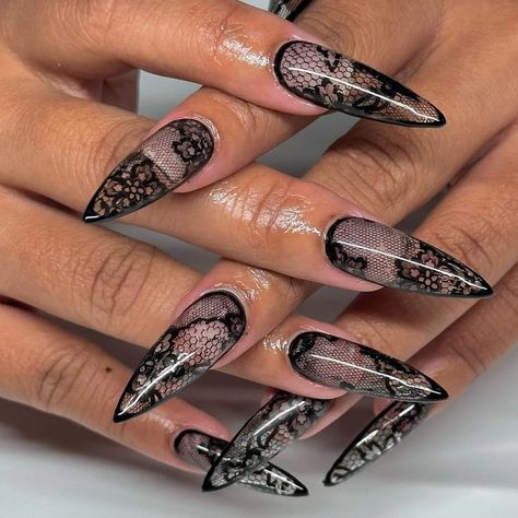 Enchanting Black Lace Nails: A Fusion of Mystery and Elegance | ND Nails Supply Leather And Lace Nails, Lace Nails Black, Black Art Nails, Black Lace Nails Designs, Red Lace Nails, Lace Design Nails, Lace Nails Designs, Cool Black Nail Designs, Black Fancy Nails