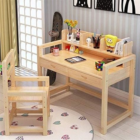 Small Study Table, Study Table And Chair, Study Table Designs, Kids Study Table, Kids Desk, Toddler Table, Desk And Chair, Furniture Design Wooden, Diy Wooden Projects