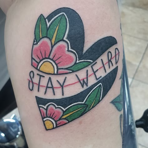 Stay Weird Tattoo, Love Heart Tattoo, Traditional Black Tattoo, Flower Tattoo Drawings, Ankle Tattoos For Women, Self Love Tattoo, Sweet Tattoos, Old School Tattoo Designs, Weird Tattoos