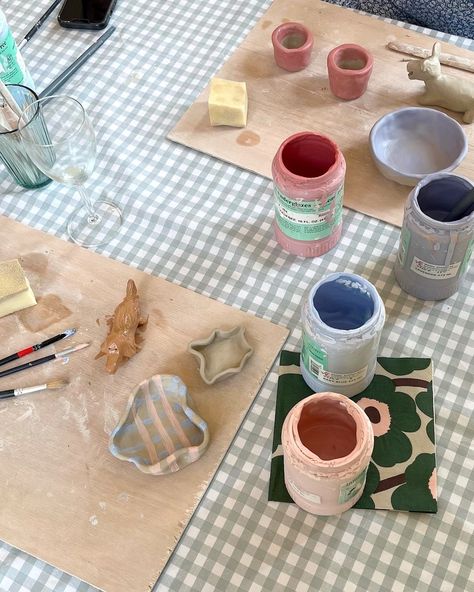 20 Old-School Hobbies to Try if You Feel Burnt Out | The Everygirl Painting Ideas Ceramics, Ideas Pottery Painting, Pottery Painting Date, Ceramic Pottery Ideas, Pottery Date, Hobbies Aesthetic, Amazon Flowers, Pottery Kit, Feeling Burnt Out