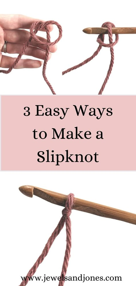 image shows a hand that has yarn and a crochet hook. How To Crochet Slip Knot, How To Crochet For Beginners Slip Knot, How To Slip Knot Crochet, Slipknot Crochet Tutorial, Slip Not Crochet, How To Make A Slipknot Crochet, Crochet Slip Knot How To Make, How To Make A Slip Knot Crochet, How To Make A Slip Knot