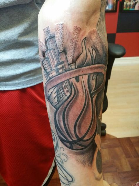 Miami Heat tattoo Miami Heat Tattoo Ideas, Miami Tattoo Ideas Men, Miami Heat Tattoo, Miami Tattoo Ideas, Heat Tattoo, Steve Butcher Tattoo, Black Men Tattoos, Latest Tattoo Design, Miami Tattoo