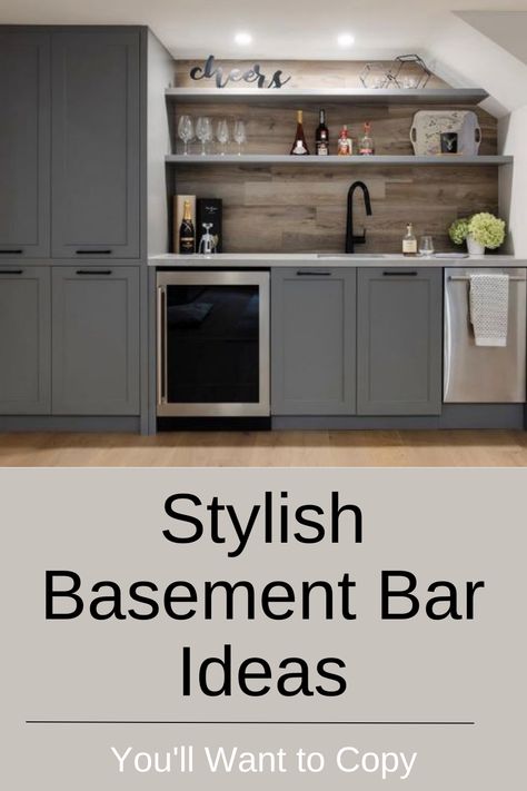 The best ideas for your basement bar including what layout to choose, how to design your home bar, wet bar ideas, the best bar accessories, signs décor and more. Basement Bar Color Schemes, Basement Bar Lighting Ideas, Modern Bar Ideas For Home, Wet Bar Layout, Basement Bar Design Ideas, Pub Style Basement, Bar Ideas For Home Basement, Basement Bar Designs Layout, Basement Dry Bar