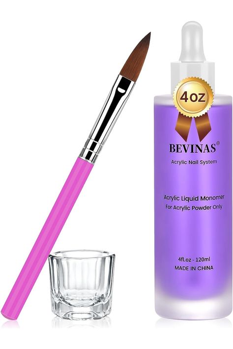 BEVINAS Monomer Acrylic Nail Liquid for Professional Acrylic Powder and Liquid Set Acrylic Monomer Liquid 4oz Monomer Liquid, Acrylic Nail Liquid, Acrylic Liquid, Acrylic Brushes, Acrylic Powder, Nail Kit, Nails Inspiration, Acrylic Nails, Beauty And Personal Care