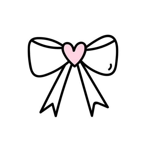 Cute bow with ribbons isolated on white background. Vector hand-drawn illustration in doodle style. Perfect for cards, logo, decorations, various designs. Clip Art Bows, Cute Ribbon Drawing, Card Doodles Hand Drawn, Bow Art Design, Easy Bow Drawing, Bow Drawing Simple, Logo Drawing Ideas, Ribbon Doodle, September List