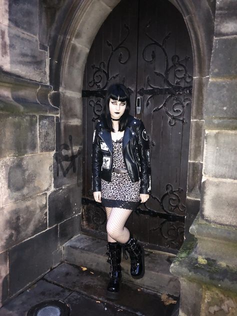 College Goth Outfit, Nu Goth Outfits, Goth Leopard Print, Saucy Outfits, Goth Leopard Print Outfit, Black Jacket Outfit, Alt Summer Outfits, Everyday Goth, Goth Outfit Inspo