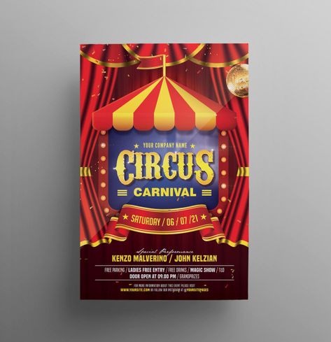 Circus Theme Poster, Circus Design Poster, Carnival Theme Poster, Carnival Pubmat, Circus Design Graphic, Carnival Poster Ideas, Circus Theme Invitations, Carnival Graphic Design, Circus Poster Design