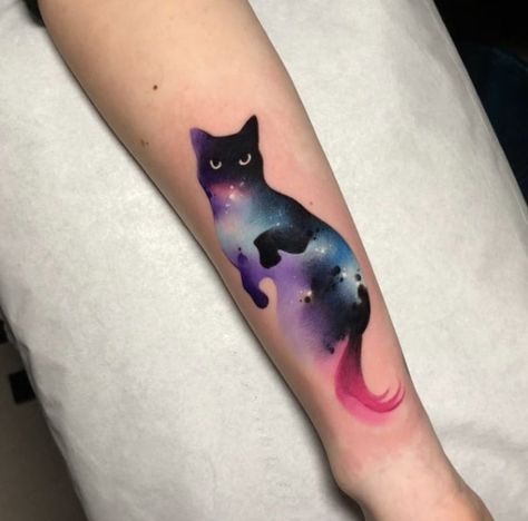 #CatTattoo#CatInk#InkMeow#FelineTattoo#CatArt#TattooedCats#MeowInk#CatLoversTattoo#PurrmanentInk#TattooedFelines#CatTattooDesign#WhiskerInk#TattooedKitties#CatAndInk#TattooedPaws#Cattoo#InkedKittens#CatTattooInspiration#InkWhiskers#PawsAndInk Horse Wings Tattoo, Pretty Cat Tattoos For Women, Watercolor Black Cat Tattoo, Watercolor Cat Tattoos, Cat Galaxy Tattoo, Color Cat Tattoo, Cat Space Tattoo, Space Cat Tattoo, Cat Tattoos For Women