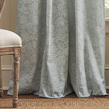 Martha Stewart Cottage Floral Light-Filtering Rod Pocket Set of 2 Curtain Panel, Color: Light Blue - JCPenney Blue Green Curtains, Blue And Green Curtains, Blue Floral Curtains, Thermal Drapes, Feminine Home Offices, Blue Drapes, Pocket Window, Seaside Living, Blue Cottage