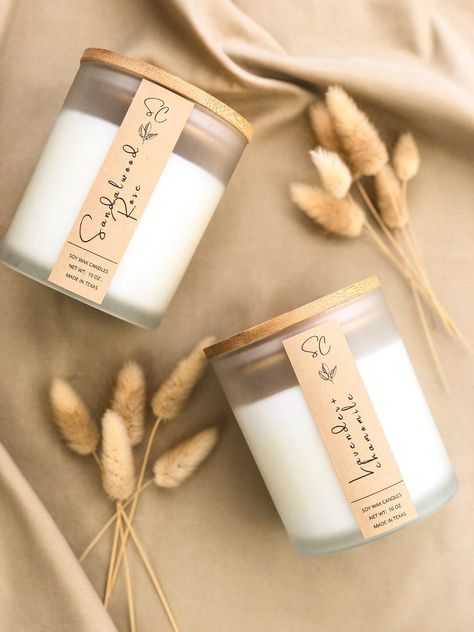 Sustainable Candle Packaging, Luxury Candles Packaging, Scented Candles Aesthetic, Caramel Hazelnut, Candle Packaging Design, Candle Designs, Candle Labels Design, Lemon Candle, Vanilla Scented Candles