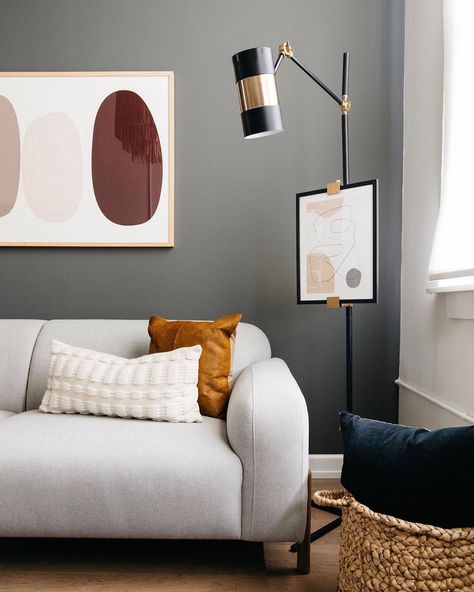 Lift your spirits with a little color theory. Dark Gray Paint Colors, Interior Portfolio, Funky Living Rooms, Warm Paint Colors, Living Room Warm, Paint Color Inspiration, Ceiling Design Bedroom, Interior Work, Best Paint Colors