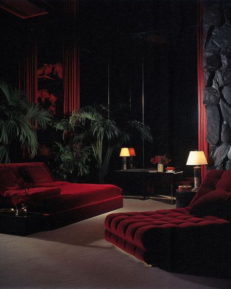 1980s red luxury rooms 🌶️ [AI] Get your wall posters on liminaldestinations.com (link in bio!) • • • • (AI images — MJ 5.2) #80sinterior #1980sinterior #80saesthetic #1980s #80svibes #80snostalgia #80sdecor #80s #vintage #interiordesign #homedecor #luxuryhomes 80s Luxury Interior, 80s Aesthetic Room Decor, 1980s Interior Design, Penthouse Decor, 90s Interior Design, 80’s Decor, Red Interior Design, Red Apartment, 1980s Interior