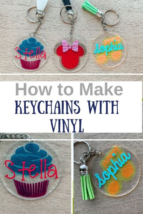 DIY Acrylic Keychains with Vinyl - A Princess and Her Pirates Making Keychains With The Cricut, How To Make Acrylic Keychains With Vinyl, Making Acrylic Keychains, Clear Keychains With Vinyl, Acrylic Vinyl Keychains, How To Make Cricut Keychains Diy Acrylic, Acrylic Keychain Ideas Diy, How To Seal Vinyl On Acrylic Keychains, How To Make Keychains With Cricut