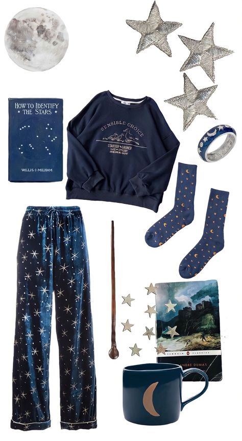 Starcore Clothing, Star Pjs Aesthetic, Starcore Outfit Ideas, Lunarpunk Outfit, Star Pajamas Aesthetic, Spacecore Outfits Aesthetic, Spacecore Fashion Aesthetic, Space Acedamia Outfits, Space Clothing Aesthetic